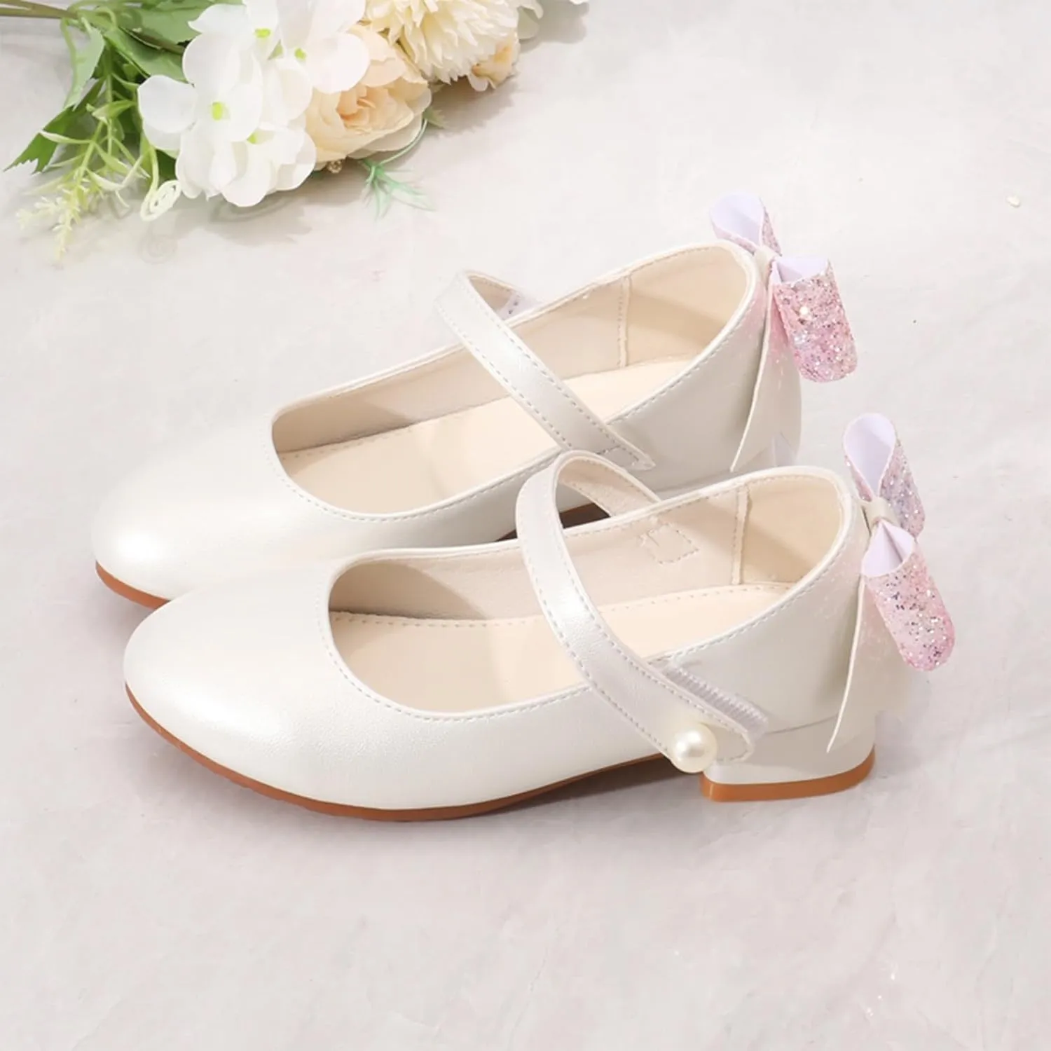 Kids Clear Glitter Jelly Sandal Round Head Mary Jane Shoes For Girls Fashionable Ballet Soft Leather Princess Retro Versatile Literary High Heels Shoes