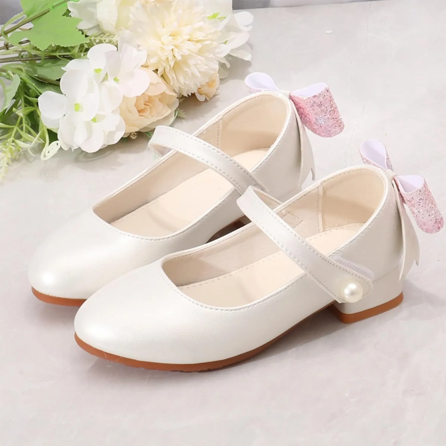 Kids Clear Glitter Jelly Sandal Round Head Mary Jane Shoes For Girls Fashionable Ballet Soft Leather Princess Retro Versatile Literary High Heels Shoes