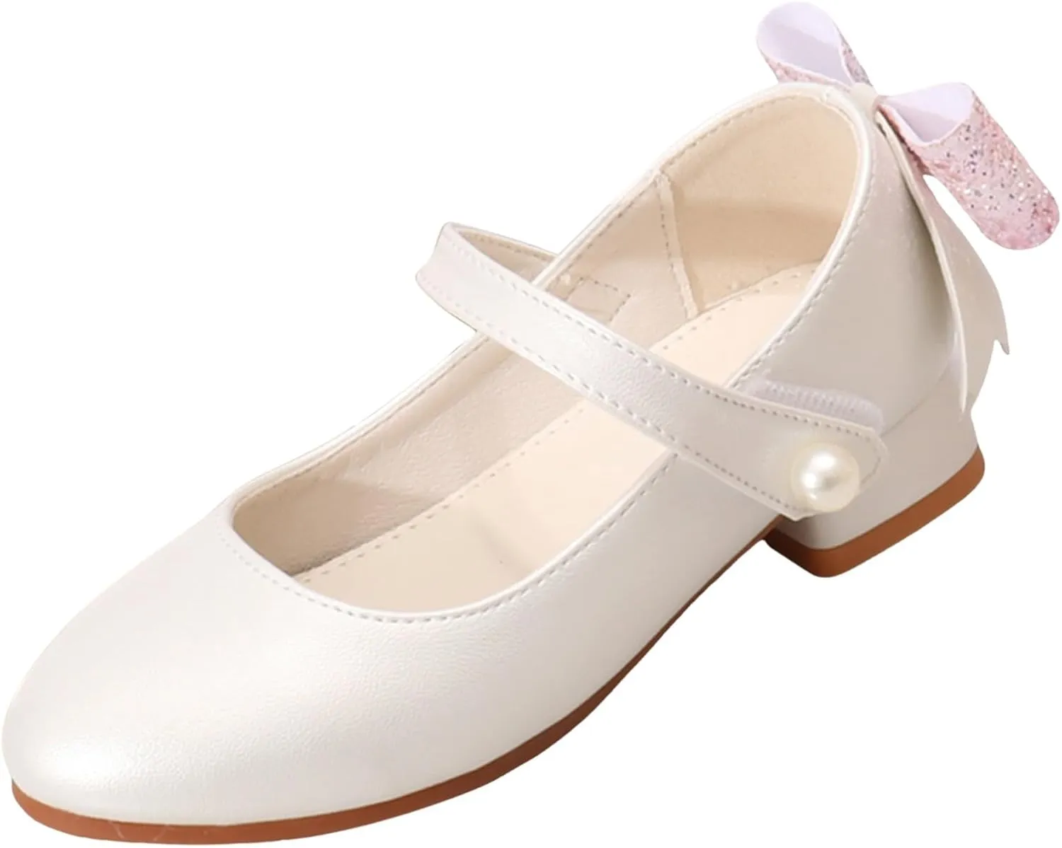 Kids Clear Glitter Jelly Sandal Round Head Mary Jane Shoes For Girls Fashionable Ballet Soft Leather Princess Retro Versatile Literary High Heels Shoes