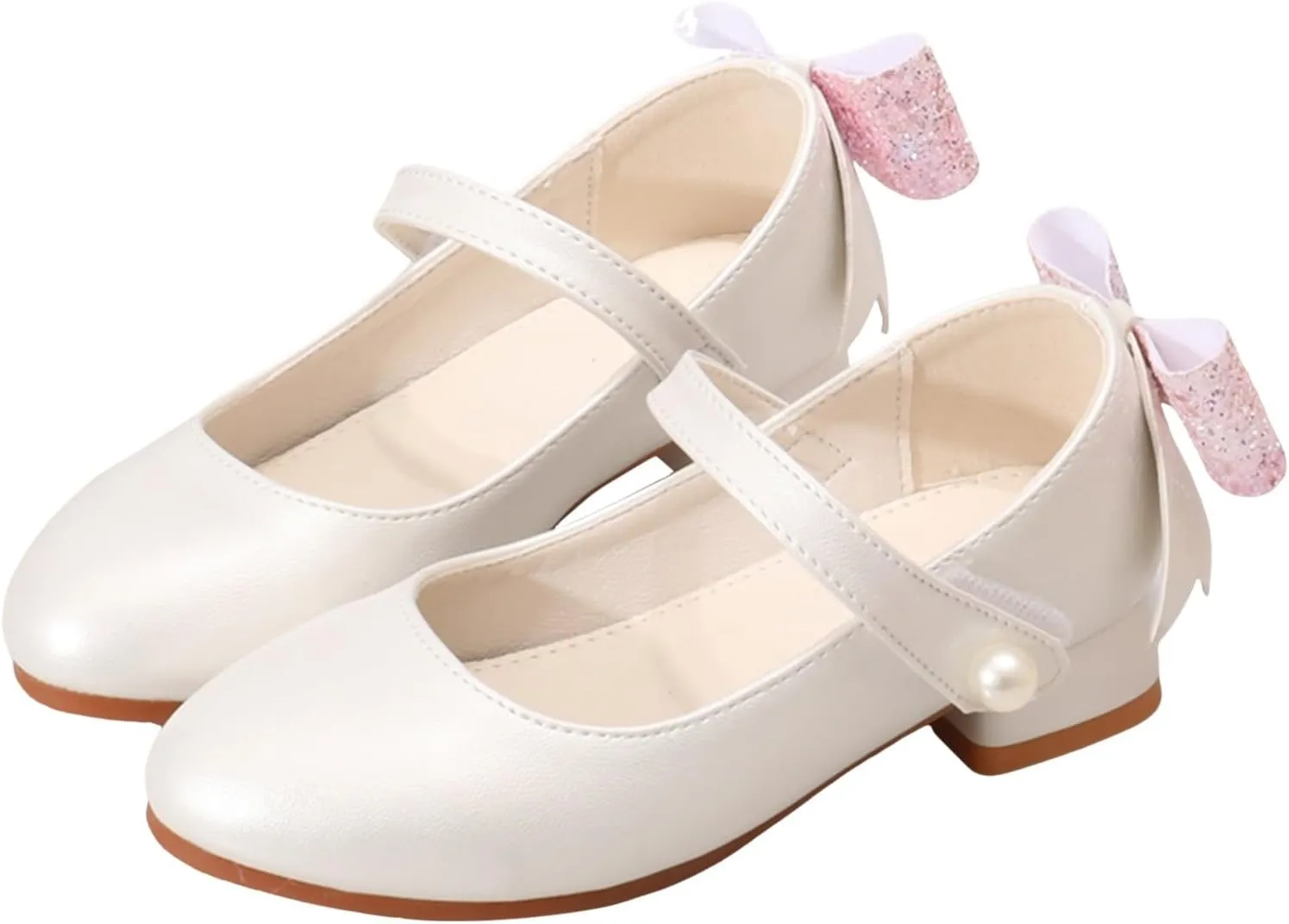 Kids Clear Glitter Jelly Sandal Round Head Mary Jane Shoes For Girls Fashionable Ballet Soft Leather Princess Retro Versatile Literary High Heels Shoes