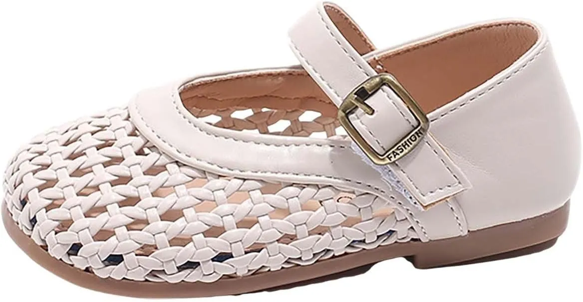 Kids Toddler Baby Girls Hollow Toe Sandals Breathable Leather Rubber Soft Summer Strap Shoes Ankle Beach Water Shoes