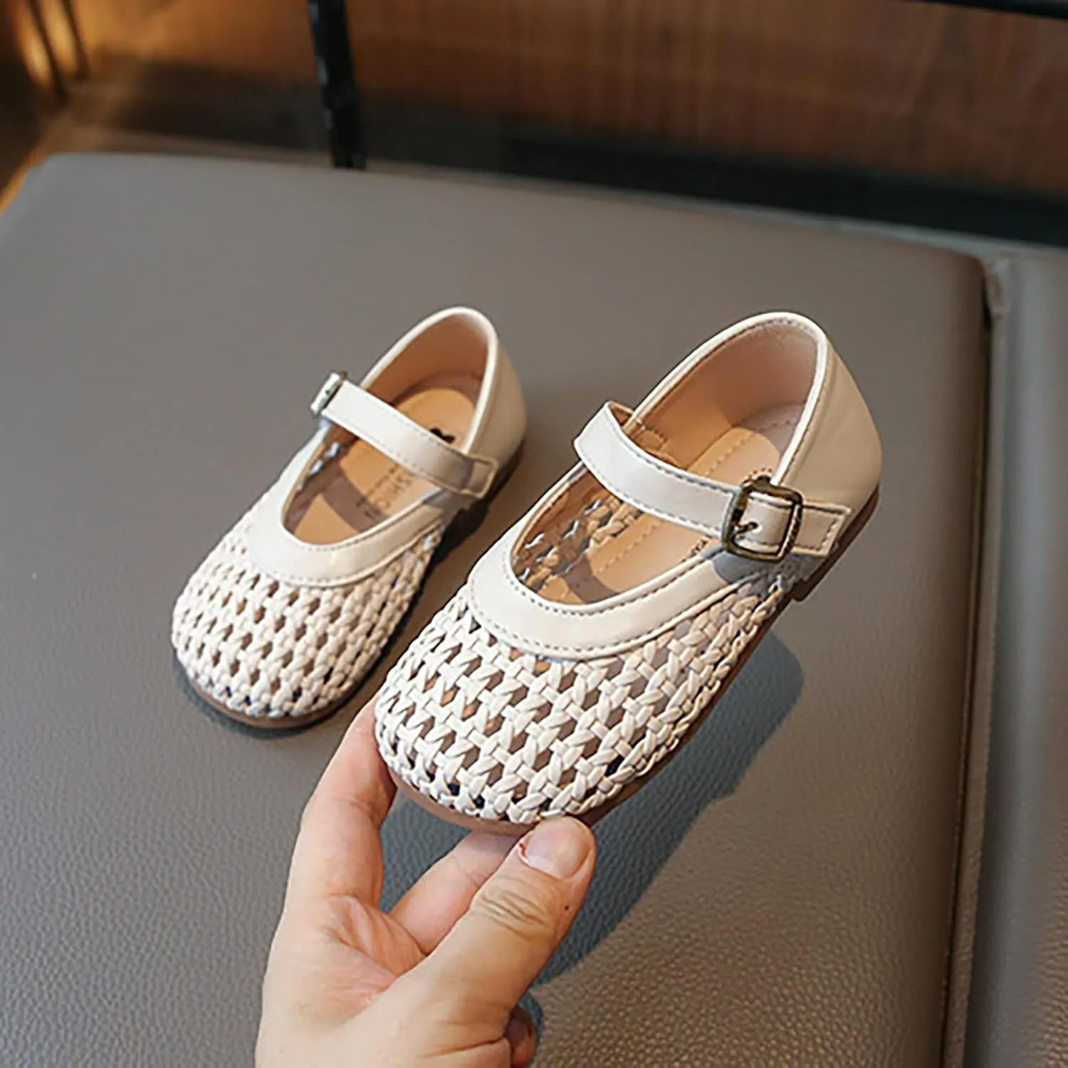 Kids Toddler Baby Girls Hollow Toe Sandals Breathable Leather Rubber Soft Summer Strap Shoes Ankle Beach Water Shoes