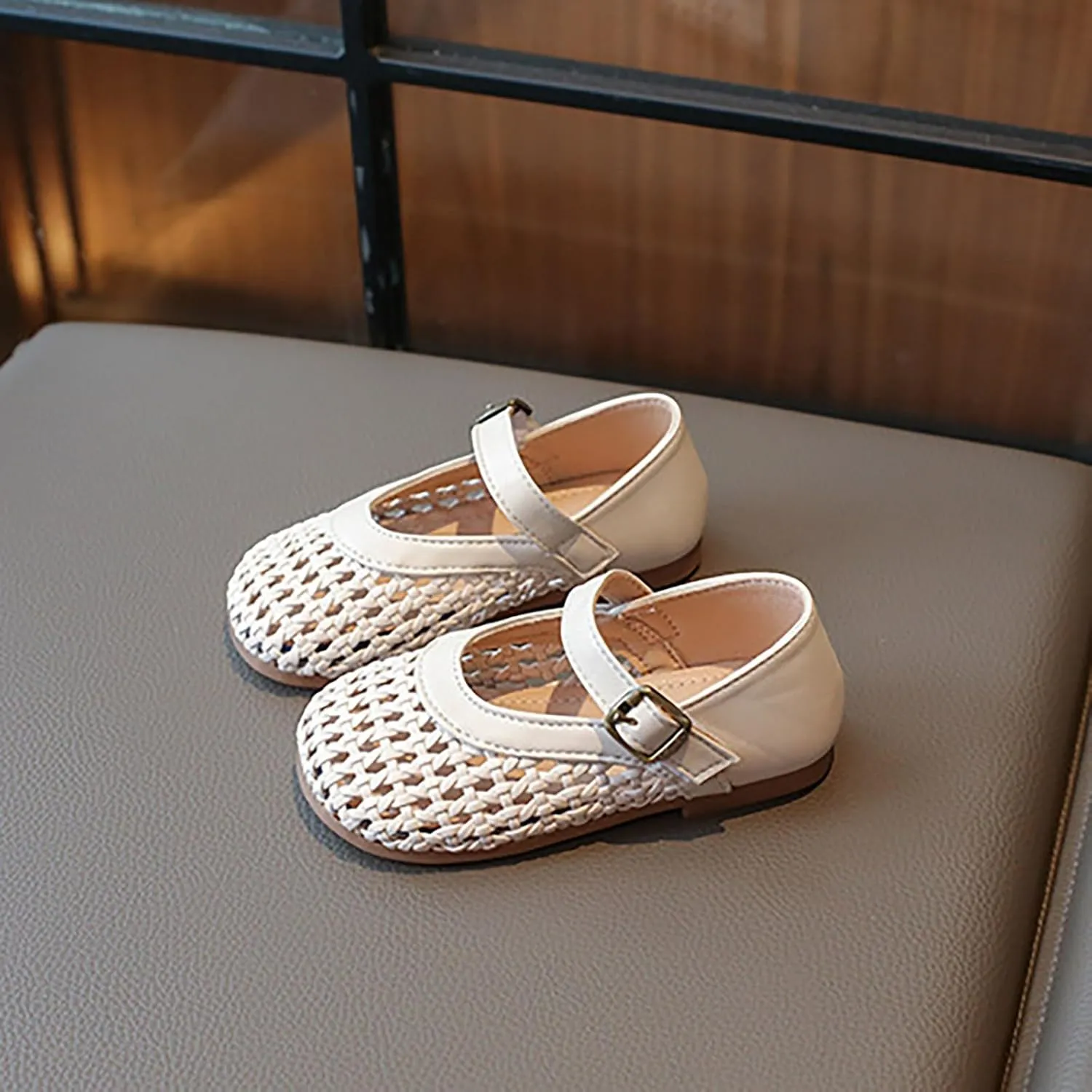 Kids Toddler Baby Girls Hollow Toe Sandals Breathable Leather Rubber Soft Summer Strap Shoes Ankle Beach Water Shoes