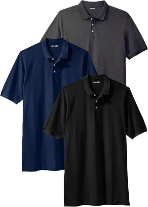 KingSize Men's Big & Tall 3-Pack Longer-Length Piqu Polos