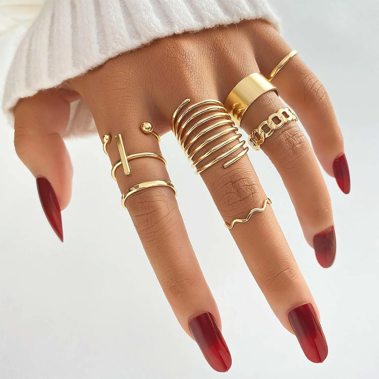 Knuckle Rings Set Stacking Finger Rings Gold Midi Finger Rings Stackable Midi Ring Open Finger Joint Rings Cross Rings Twist Knuckle Rings Stackable Joint Rings Jewelry for Women