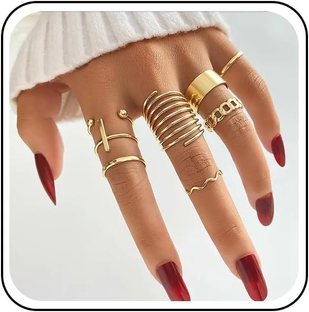 Knuckle Rings Set Stacking Finger Rings Gold Midi Finger Rings Stackable Midi Ring Open Finger Joint Rings Cross Rings Twist Knuckle Rings Stackable Joint Rings Jewelry for Women