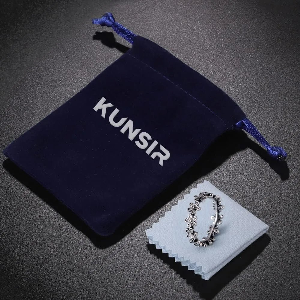 KUNSIR 925 Silver Rings for Women Cubic Zirconia Ring Rings for Women Sterling Silver Rings Wedding Band Rings Gift Ring Sterling Silver Rings Size 7-9