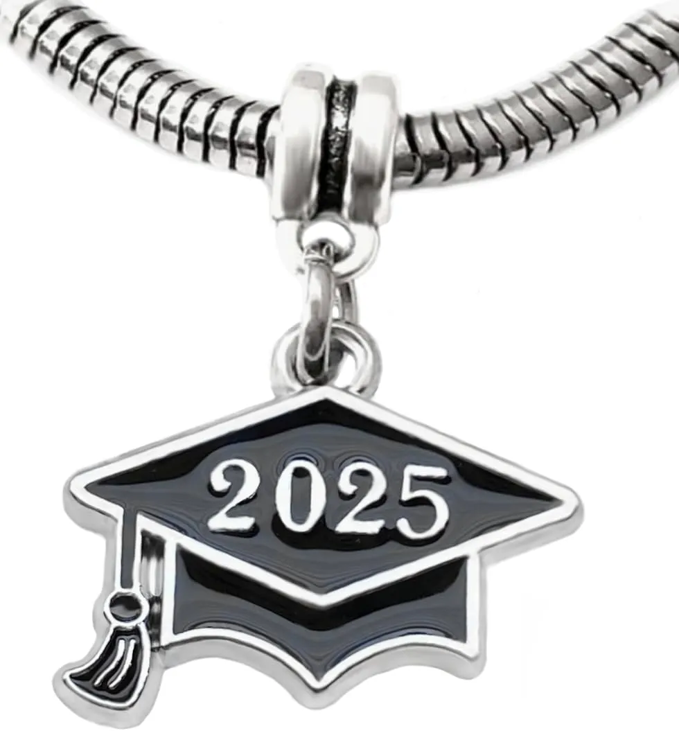 LaBenie Dangle Black Graduation Cap Charm Bead