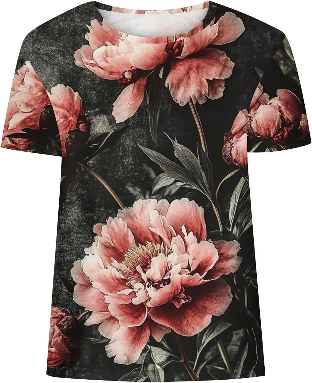 Ladies' Floral Printed Crewneck T-Shirt - 2025 Summer Boho Top with Short Sleeves & Casual Style
