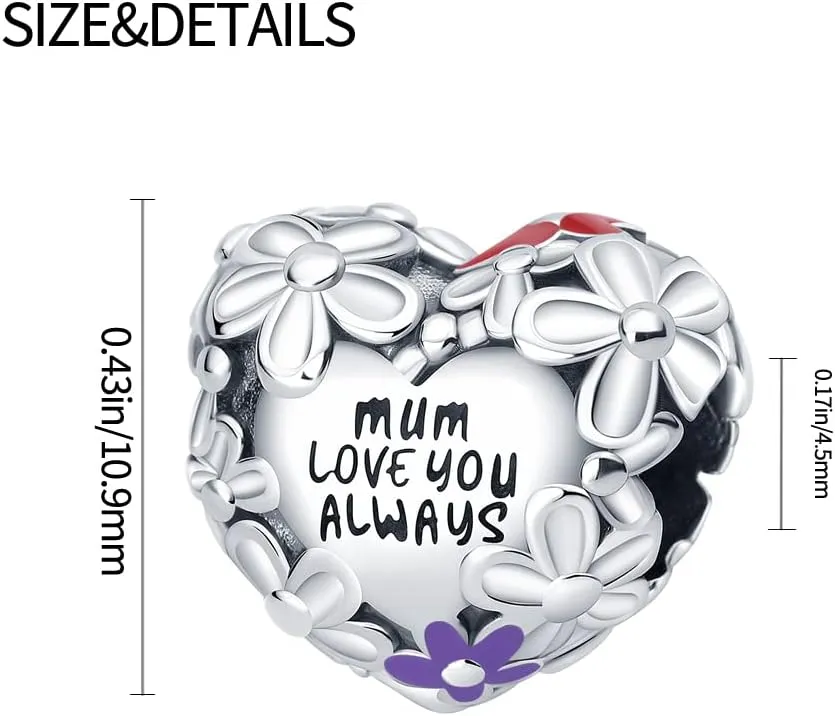 LIGHTDOG 925 Sterling Silver Charm fits Pandora Charm Bracelet Necklaces Pendant Bead Charms Jewelry Gift for Women Family Friends