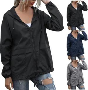 Lightweight Rain Jacket Women Windbreaker Waterproof Zip Up Casual Jackets Fall Lady Jackets for Women Girls