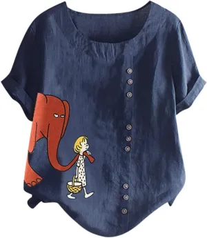 Linen Shirts for Women Cotton Button Up Shirt Short Sleeve Roll Up Loose Fit o-Neck Summer Casual Work Blouse Tops