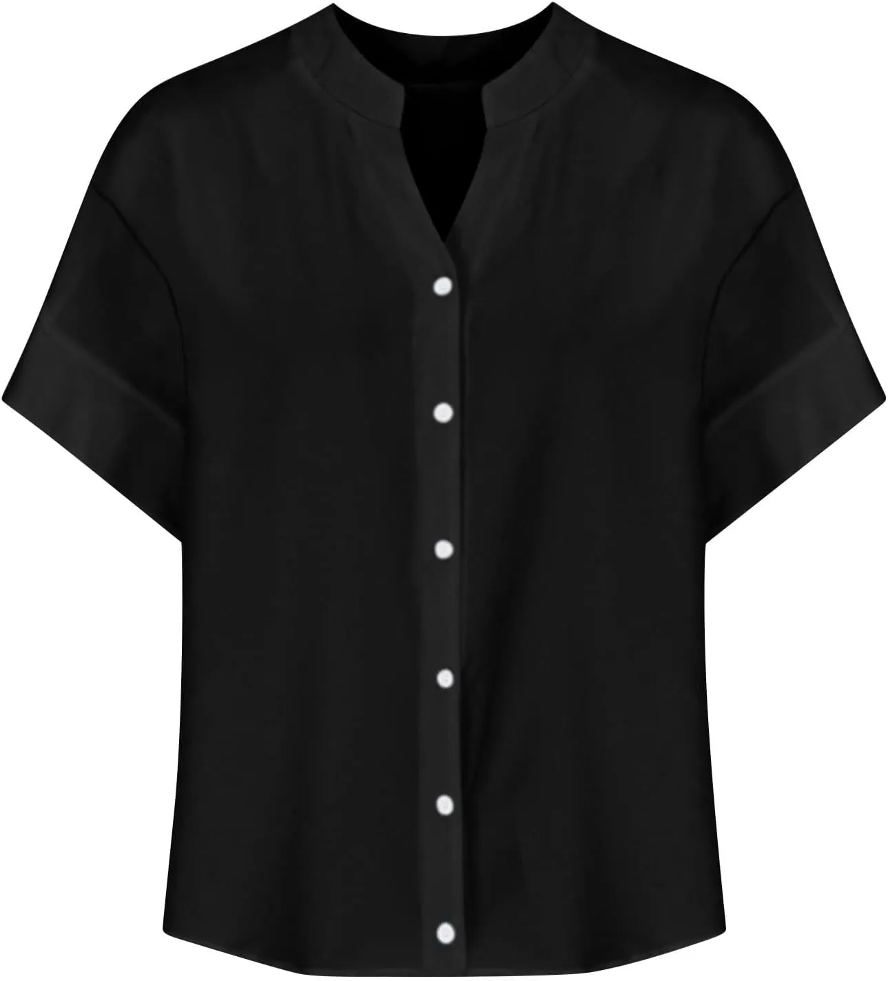 Linen Shirts for Women Summer 2025 Casual Womens Work Tops V Neck Button Down Blouse Ladies Basic Tees