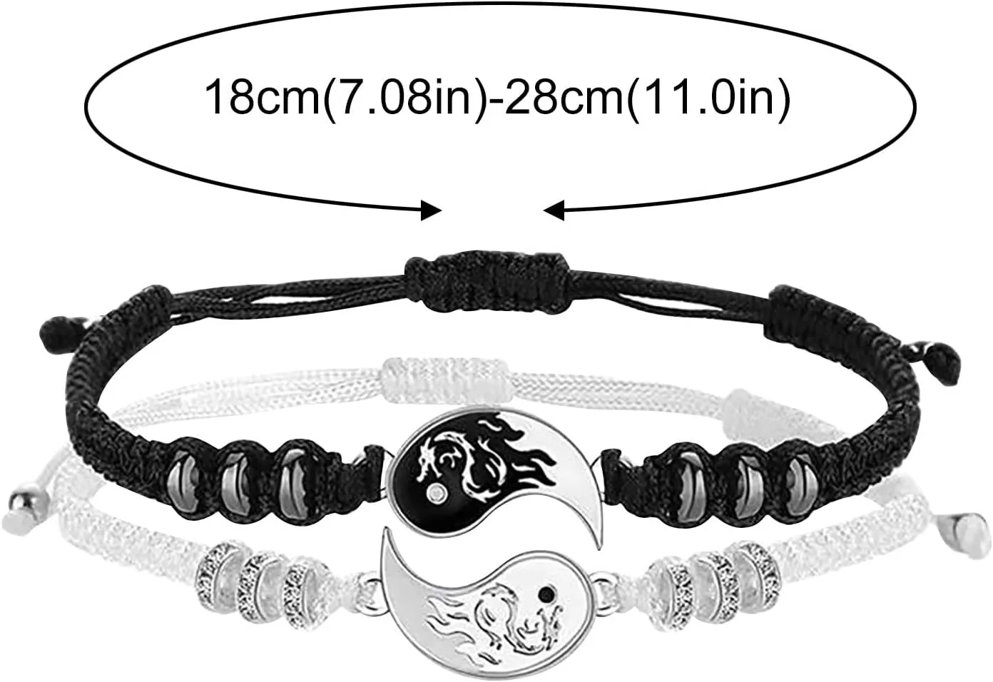 Link Chain Bracelets for Women Men Best Friend Bracelets 2 Matching Yin And Yangs Adjustable Rope Bracelets For Friendship Relationship Boyfriend Trendy Dainty Simple Fashion Style