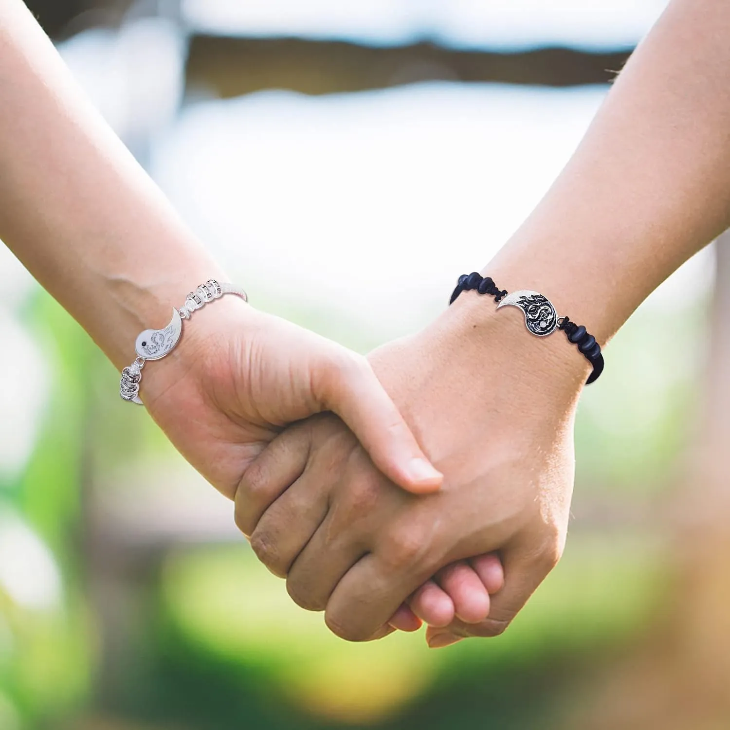 Link Chain Bracelets for Women Men Best Friend Bracelets 2 Matching Yin And Yangs Adjustable Rope Bracelets For Friendship Relationship Boyfriend Trendy Dainty Simple Fashion Style