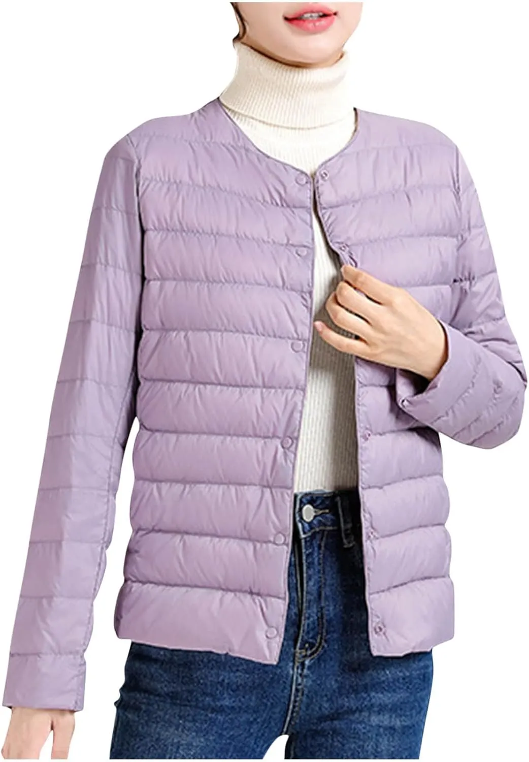 Lmdudan Plus Size Women Lightweight Quilted Puffer Jackets 2024 Winter Warm Down Coats Loose Comfy Outwear with Pocket