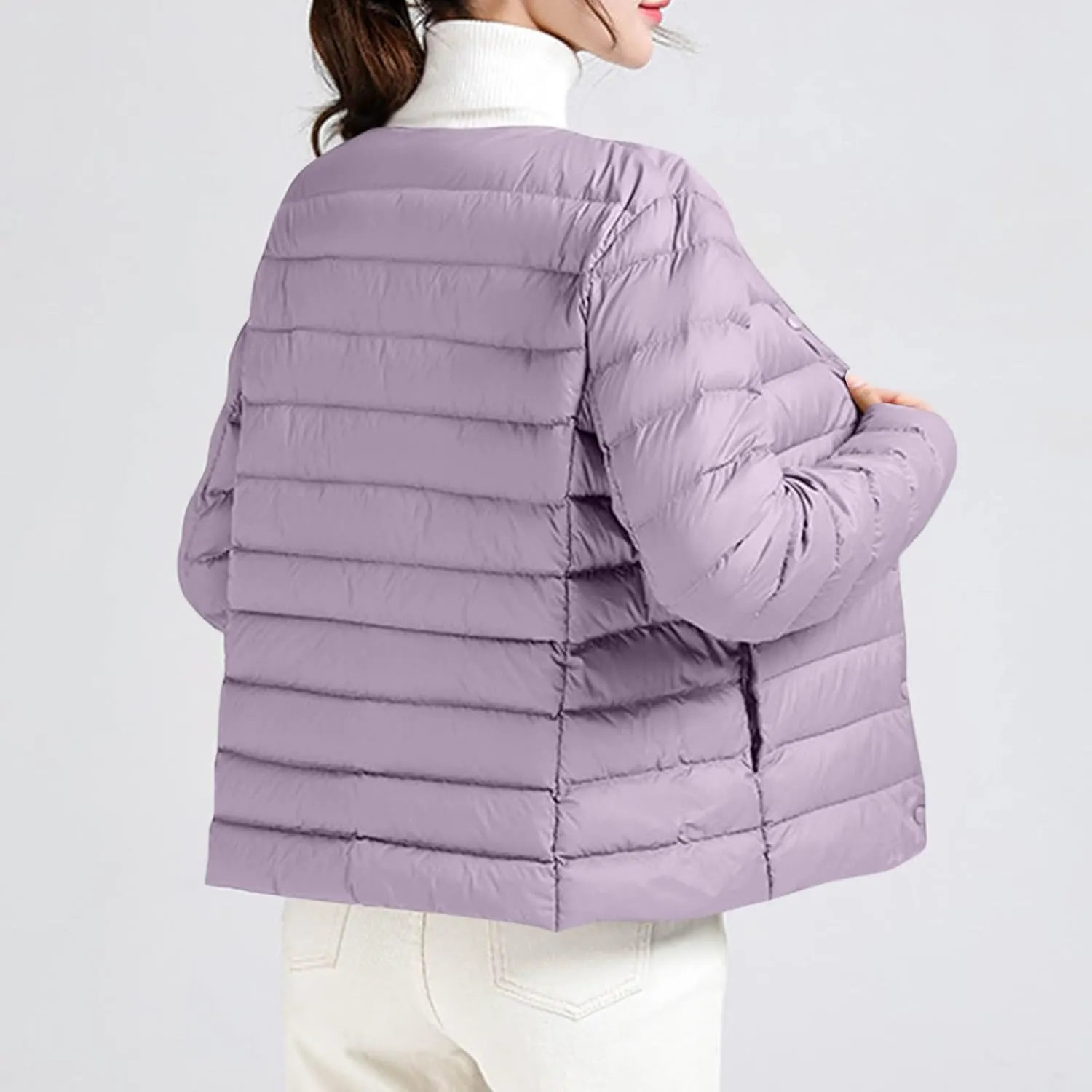 Lmdudan Plus Size Women Lightweight Quilted Puffer Jackets 2024 Winter Warm Down Coats Loose Comfy Outwear with Pocket