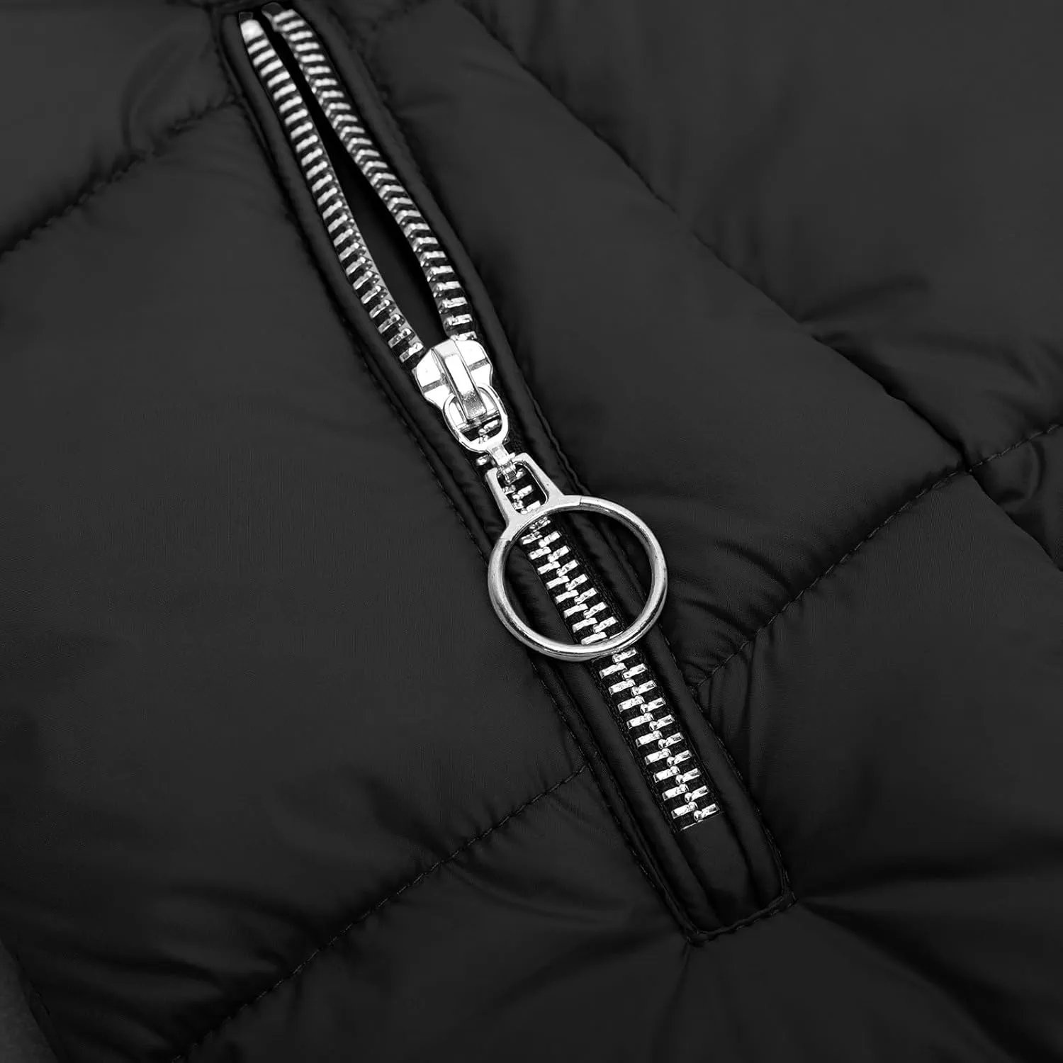 Lmdudan Women's Winter Down Jacket with Hood Quilted Puffer Coats 2024 Fashion Long Sleeve Warm Outwear with Pockets