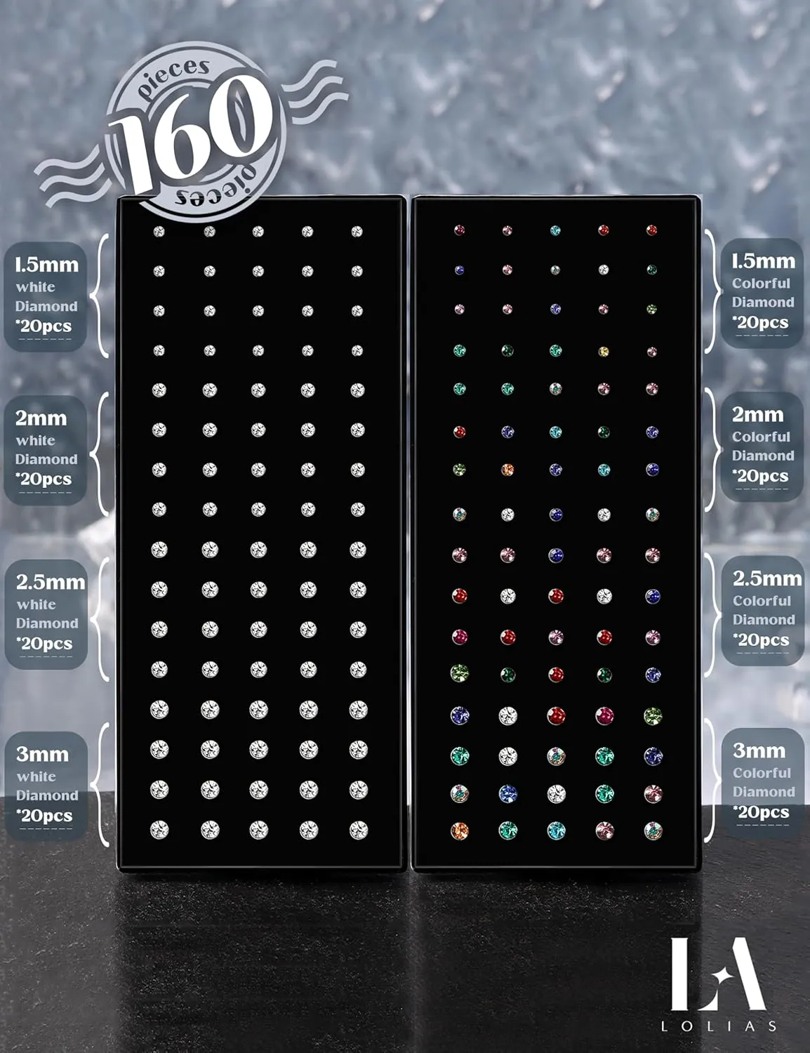LOLIAS - Nose Rings Studs for Women Men - Straight or L Shaped Surgical Stainless Steel Small Nose Studs Pin - Hypoallergenic 20G 22G Tiny Nose Piercing Jewelry 1.5/2/2.5/3 mm CZ
