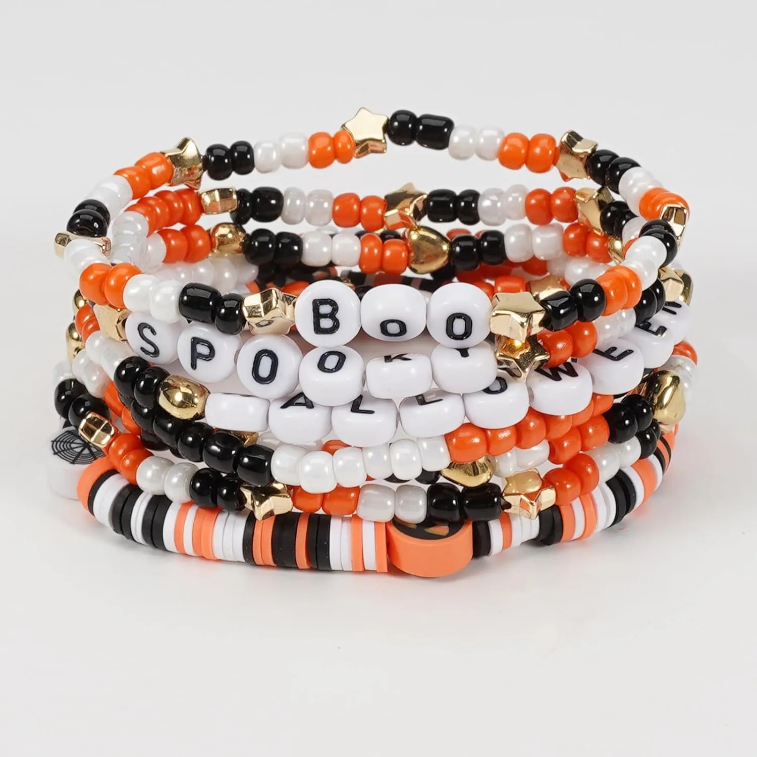 Lonext Halloween Bracelets Stackable Heishi Beaded Stretch Bracelets