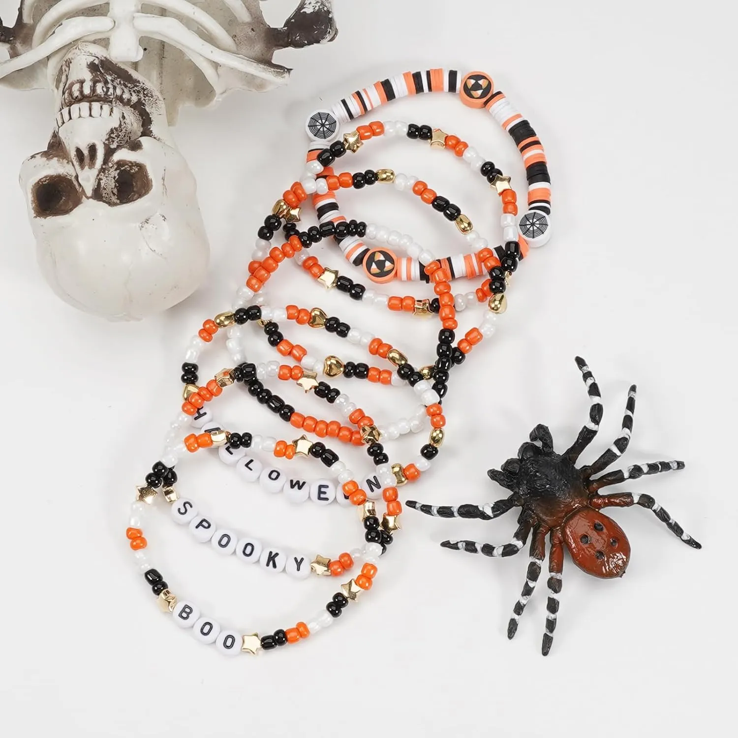 Lonext Halloween Bracelets Stackable Heishi Beaded Stretch Bracelets