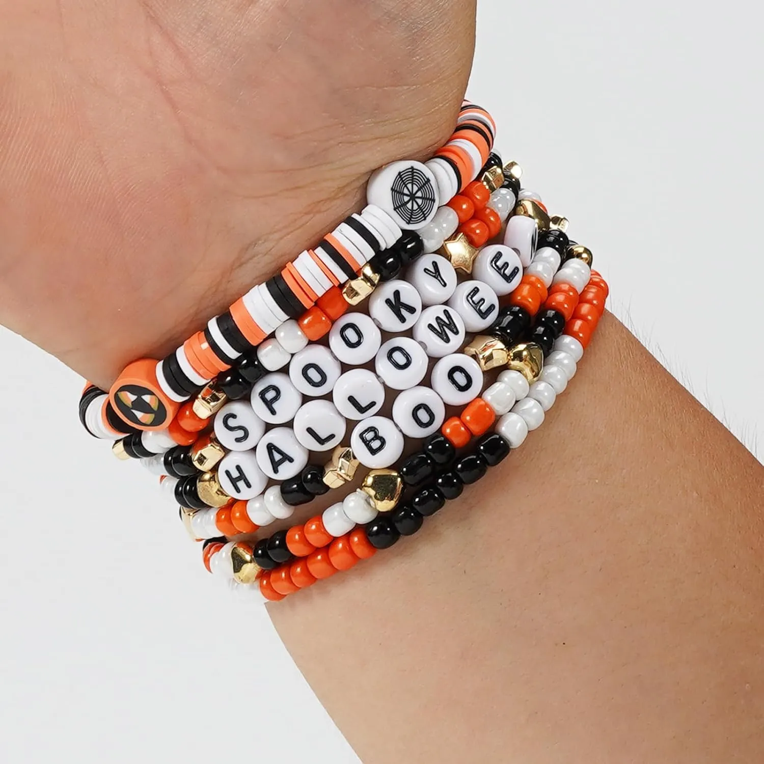 Lonext Halloween Bracelets Stackable Heishi Beaded Stretch Bracelets