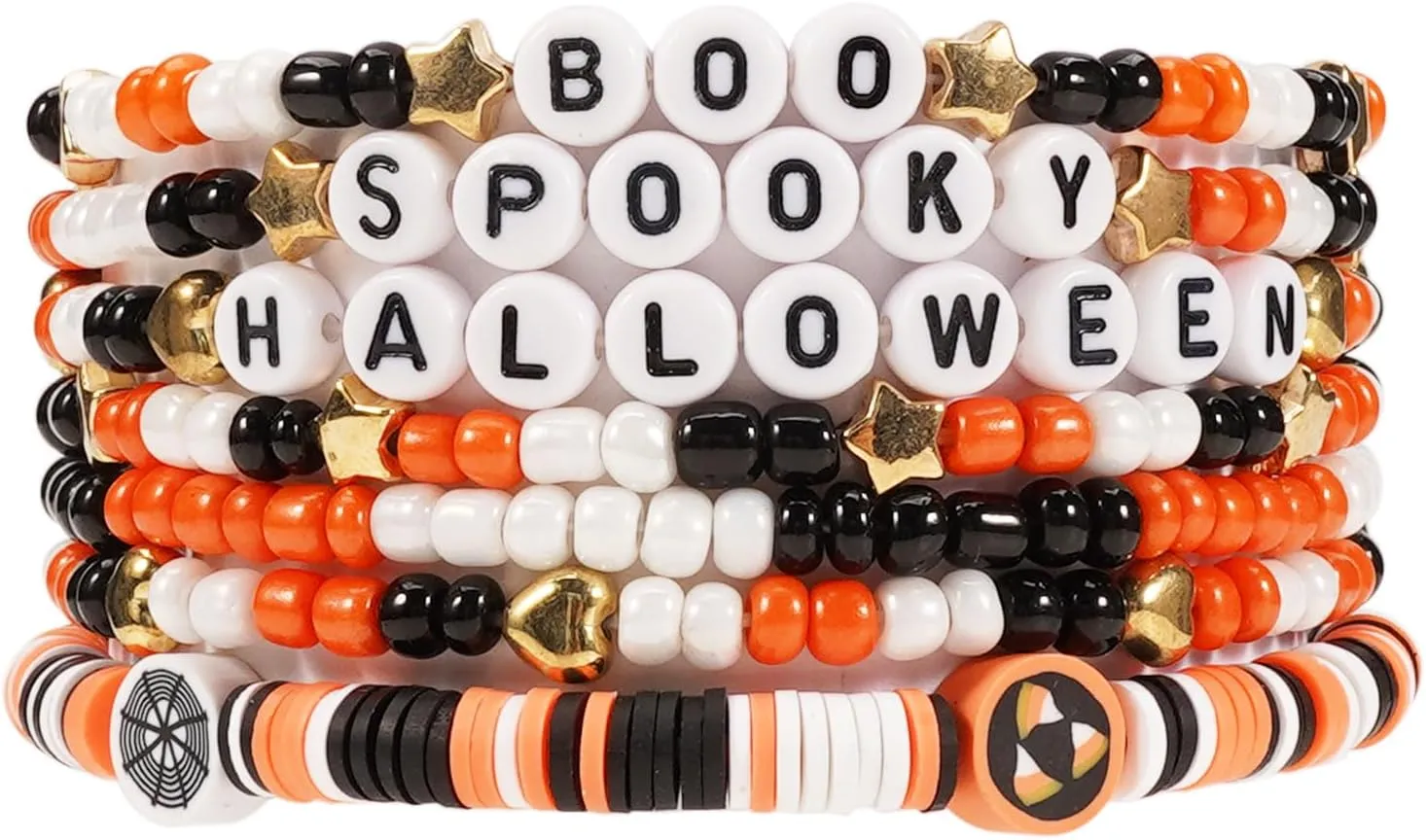 Lonext Halloween Bracelets Stackable Heishi Beaded Stretch Bracelets