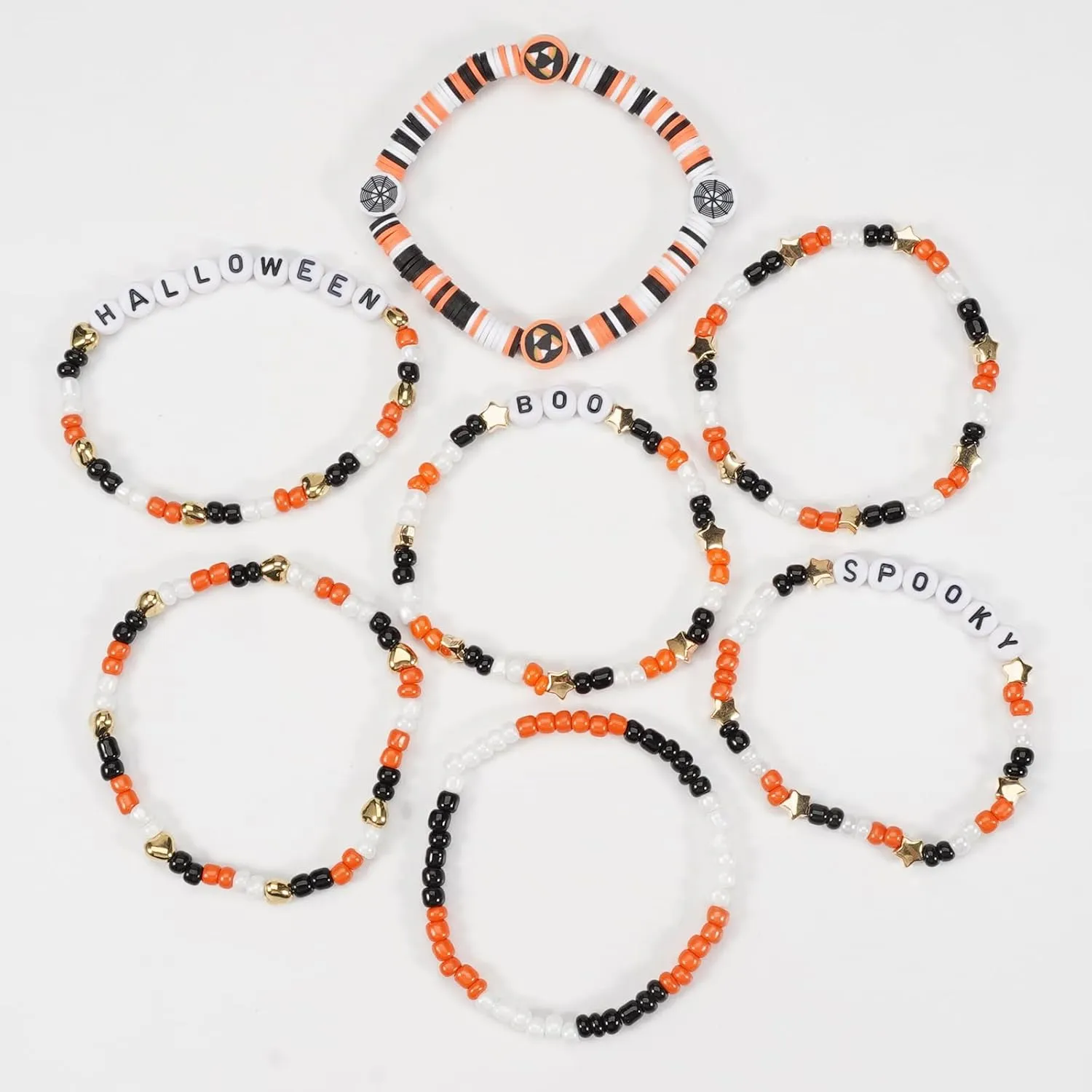 Lonext Halloween Bracelets Stackable Heishi Beaded Stretch Bracelets