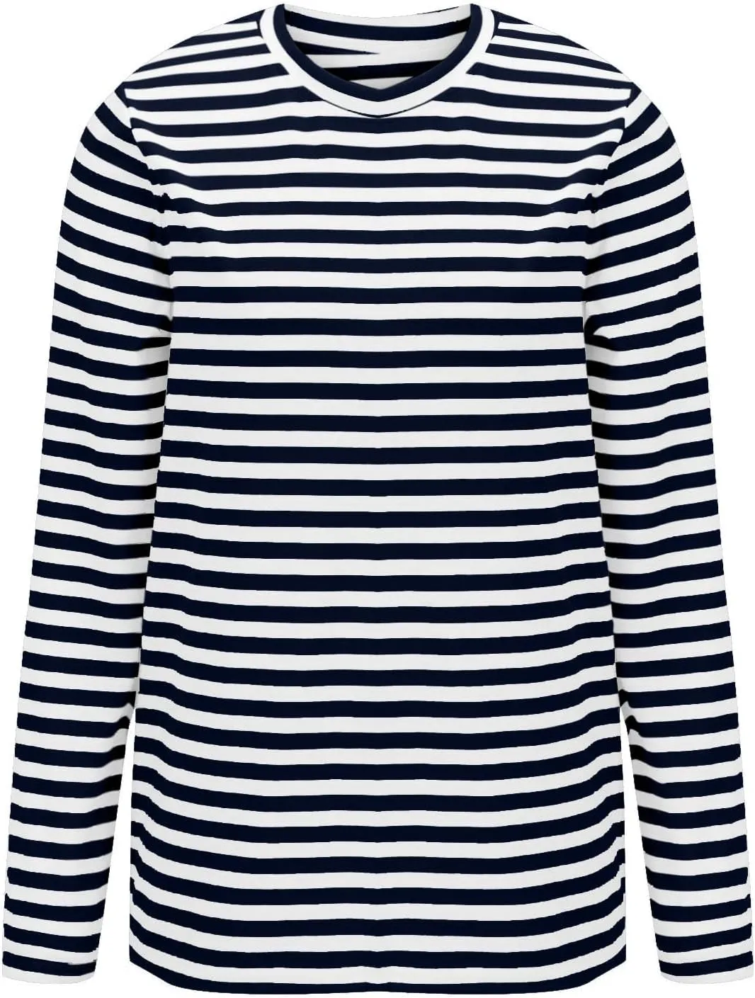 Long Sleeve Shirts for Women Striped Round Neck Shirts Basic Loose Tunic Tops Casual Pullover Y2k Outfits