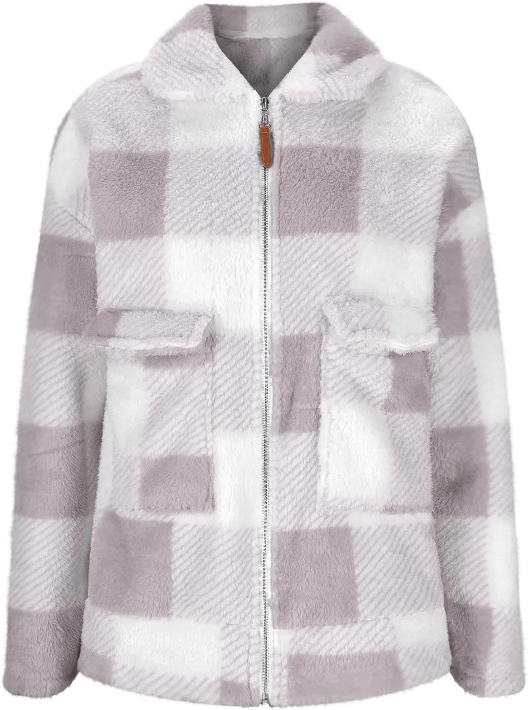 Long Winter Coats for Women Oversized Plaid Print Velvet Jackets Long Sleeve Zipper Cardigan Winter Coat Outerwear