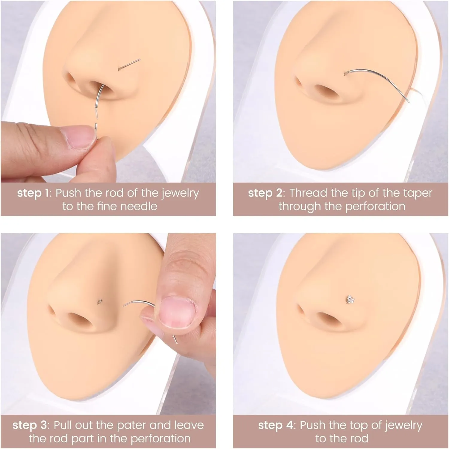 Longita 20g Nose Rings Hoop L Shape Nose Studs Stainless Steel Nose Screw Bone Flat Top Diamond Opal Heart High Nostril Piercing Jewelry Silver Rose Gold Black Pack for Women Men