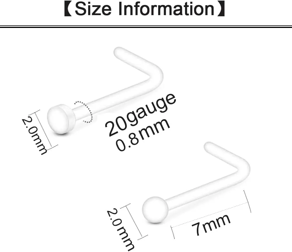 Longita Clear Nose Studs Clear Nose Rings for Work Clear Nose Piercing Plastics Nose Retainer for Surgery Nose Ring Spacers Nose Rings Retainer Septum Retainer Clear Lip Rings Plastic Earrings Studs