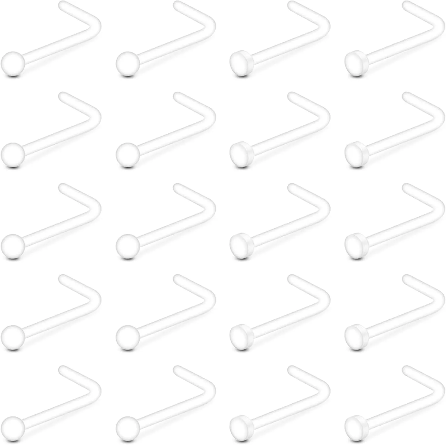 Longita Clear Nose Studs Clear Nose Rings for Work Clear Nose Piercing Plastics Nose Retainer for Surgery Nose Ring Spacers Nose Rings Retainer Septum Retainer Clear Lip Rings Plastic Earrings Studs