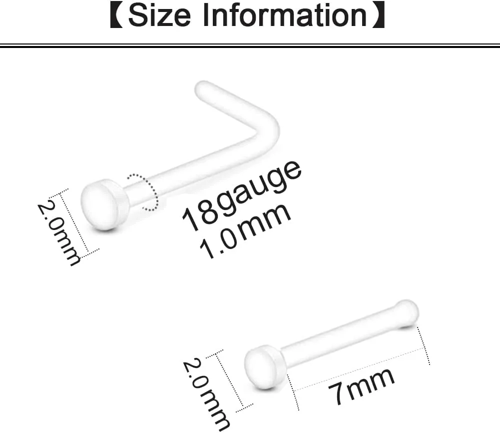 Longita Clear Nose Studs Clear Nose Rings for Work Clear Nose Piercing Plastics Nose Retainer for Surgery Nose Ring Spacers Nose Rings Retainer Septum Retainer Clear Lip Rings Plastic Earrings Studs