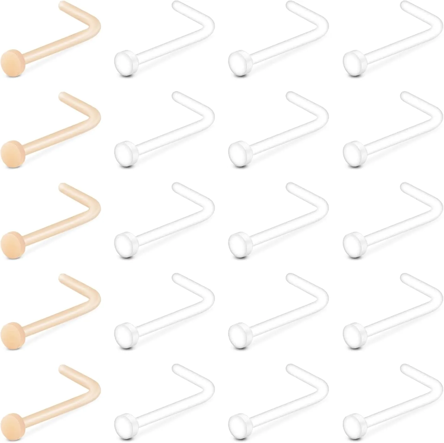 Longita Clear Nose Studs Clear Nose Rings for Work Clear Nose Piercing Plastics Nose Retainer for Surgery Nose Ring Spacers Nose Rings Retainer Septum Retainer Clear Lip Rings Plastic Earrings Studs