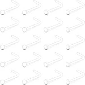 Longita Clear Nose Studs Clear Nose Rings for Work Clear Nose Piercing Plastics Nose Retainer for Surgery Nose Ring Spacers Nose Rings Retainer Septum Retainer Clear Lip Rings Plastic Earrings Studs