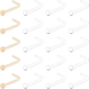 Longita Clear Nose Studs Clear Nose Rings for Work Clear Nose Piercing Plastics Nose Retainer for Surgery Nose Ring Spacers Nose Rings Retainer Septum Retainer Clear Lip Rings Plastic Earrings Studs