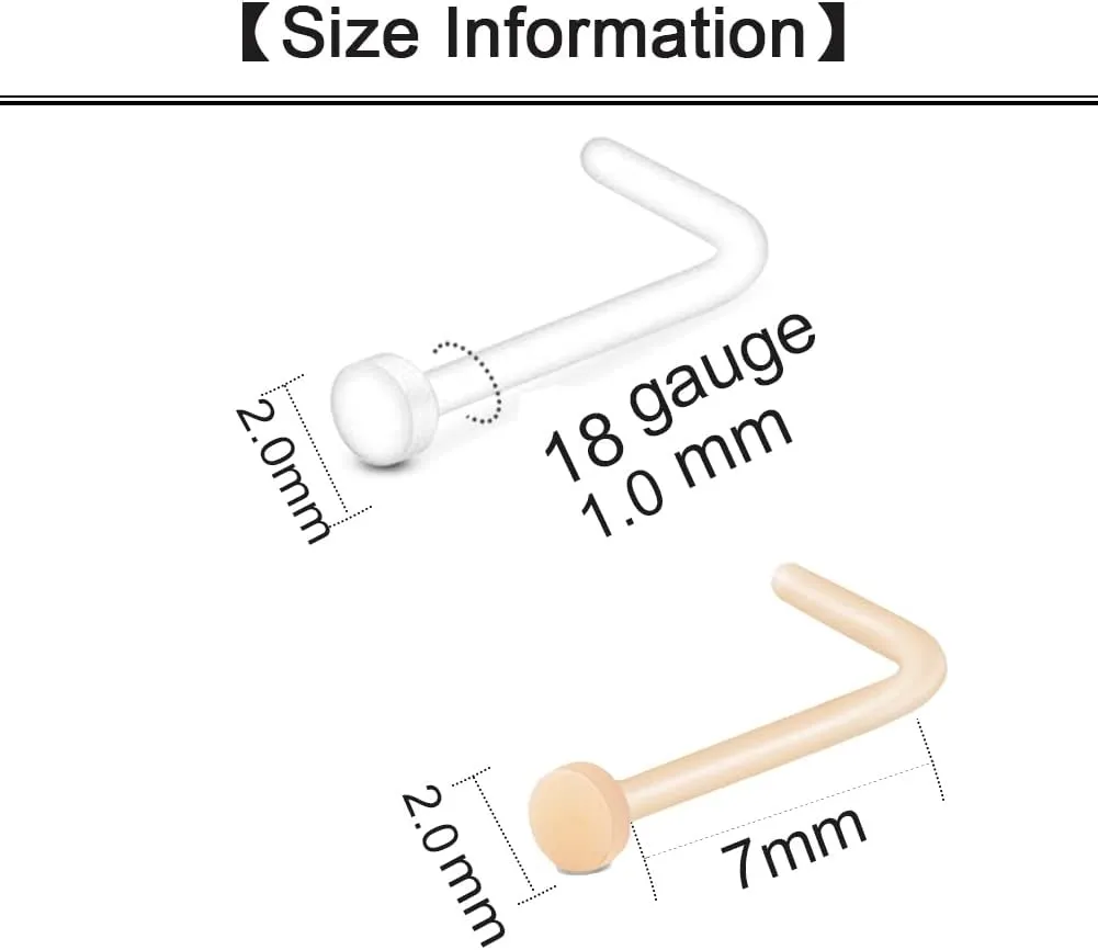 Longita Clear Nose Studs Clear Nose Rings for Work Clear Nose Piercing Plastics Nose Retainer for Surgery Nose Ring Spacers Nose Rings Retainer Septum Retainer Clear Lip Rings Plastic Earrings Studs