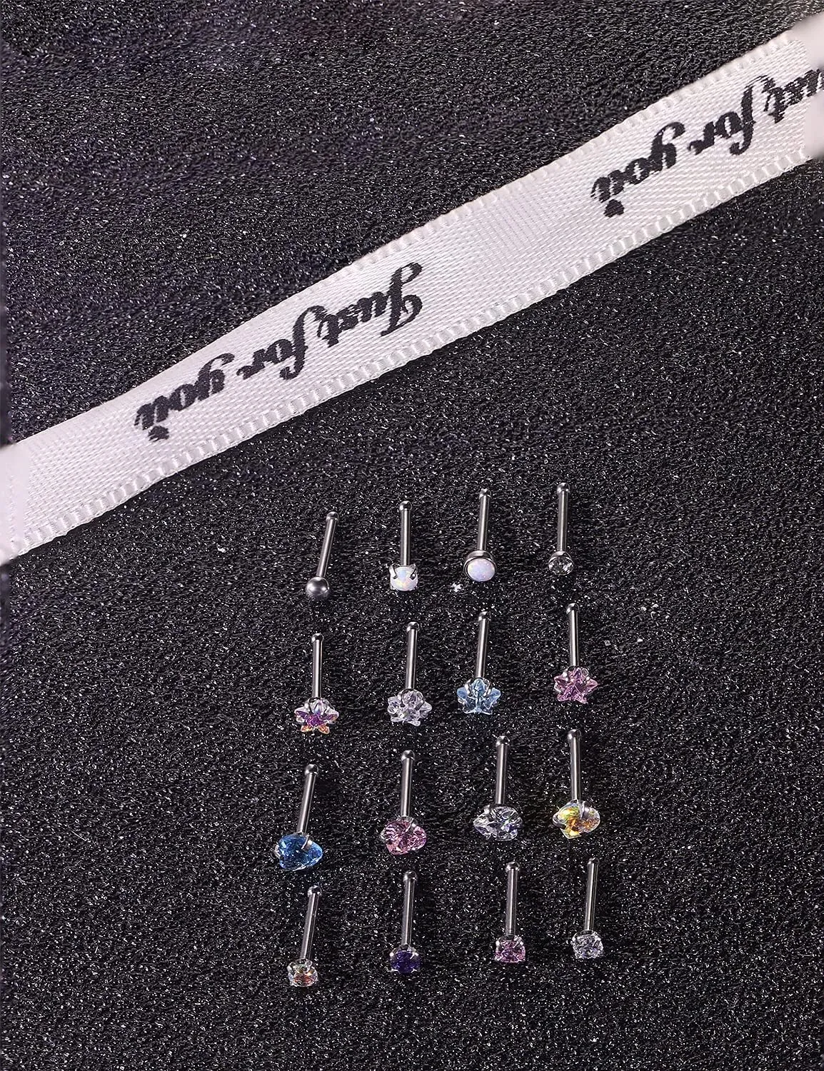 Lsnevsie 20G Stainless Steel Opal Nose Rings Studs for Women Men Nose Piercing Jewelry Top Diamond 2mm 3mm