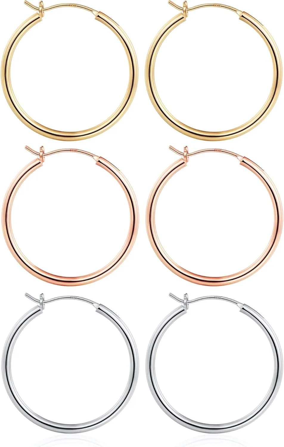 M MOOHAM Gold Hoop Earrings for Women - Hypoallergenic 14K Real Gold 925 Sterling Silver Post Sensitive Ears Nickel Free Hoops Earrings Set for Women Jewelry Lightweight 13-60mm