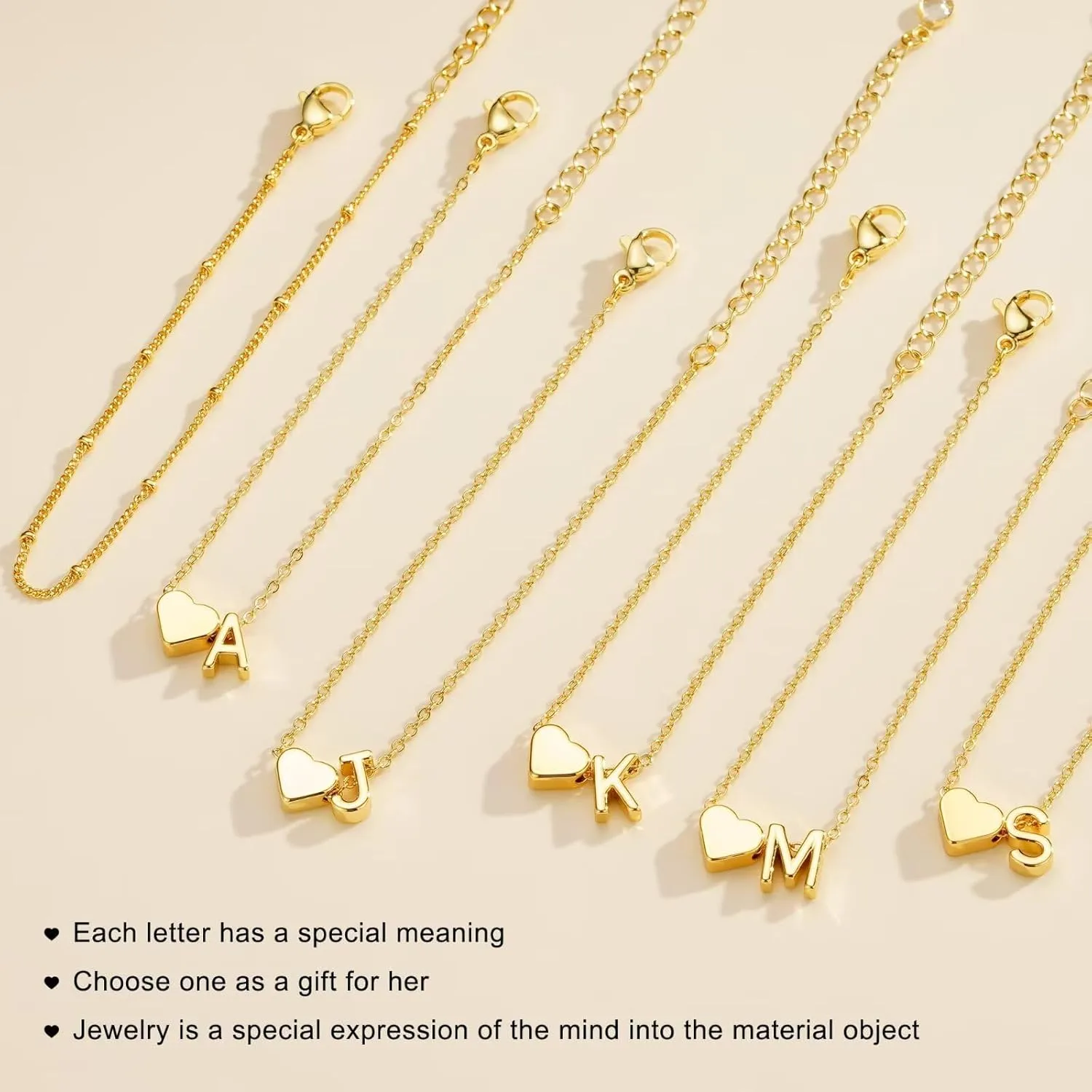 M MOOHAM Initial Heart Gold Bracelets for Women - Layered Dainty Gold Heart Letter A-Z Charm Bracelets for Women, Chain Link Charm Bracelets Beaded Bracelets Birthday Gifts Womens Jewelry