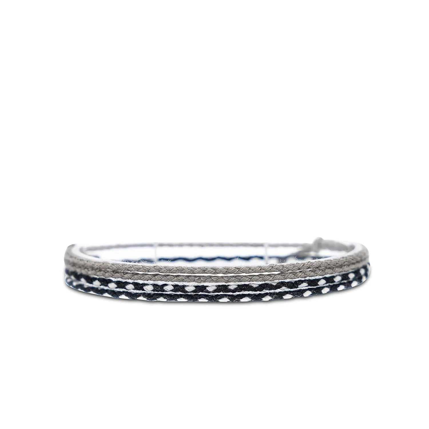 Made by Nami 2 Pcs Wave String Bracelet Set for Men and Women Waterproof & Adjustable Braided Thin Summer Bracelets Set of 2 Beach Accessories (Grey & Black)
