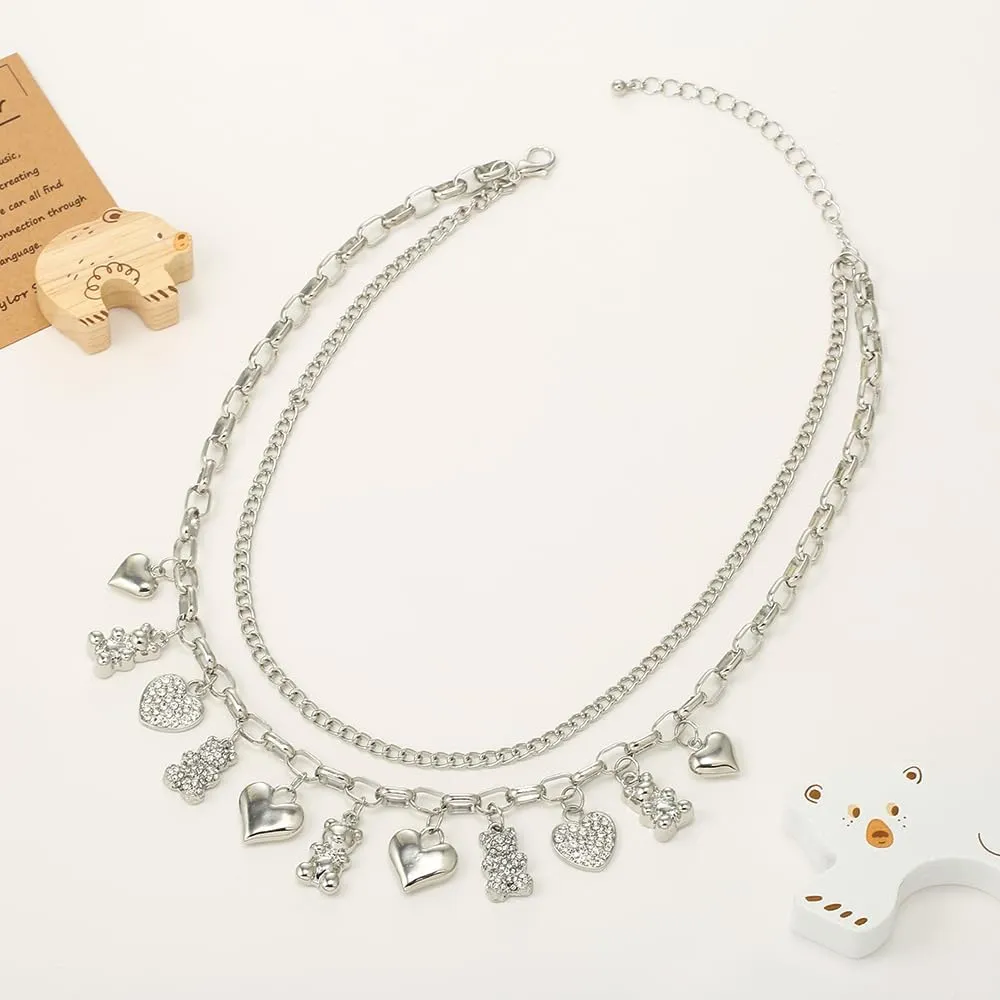 Madison Tyler Gummy Bear Necklace | Pendant Necklaces for Women | Heart Pendant Necklace | Chain Adjustable Bear Charm Necklaces for Girls Gift