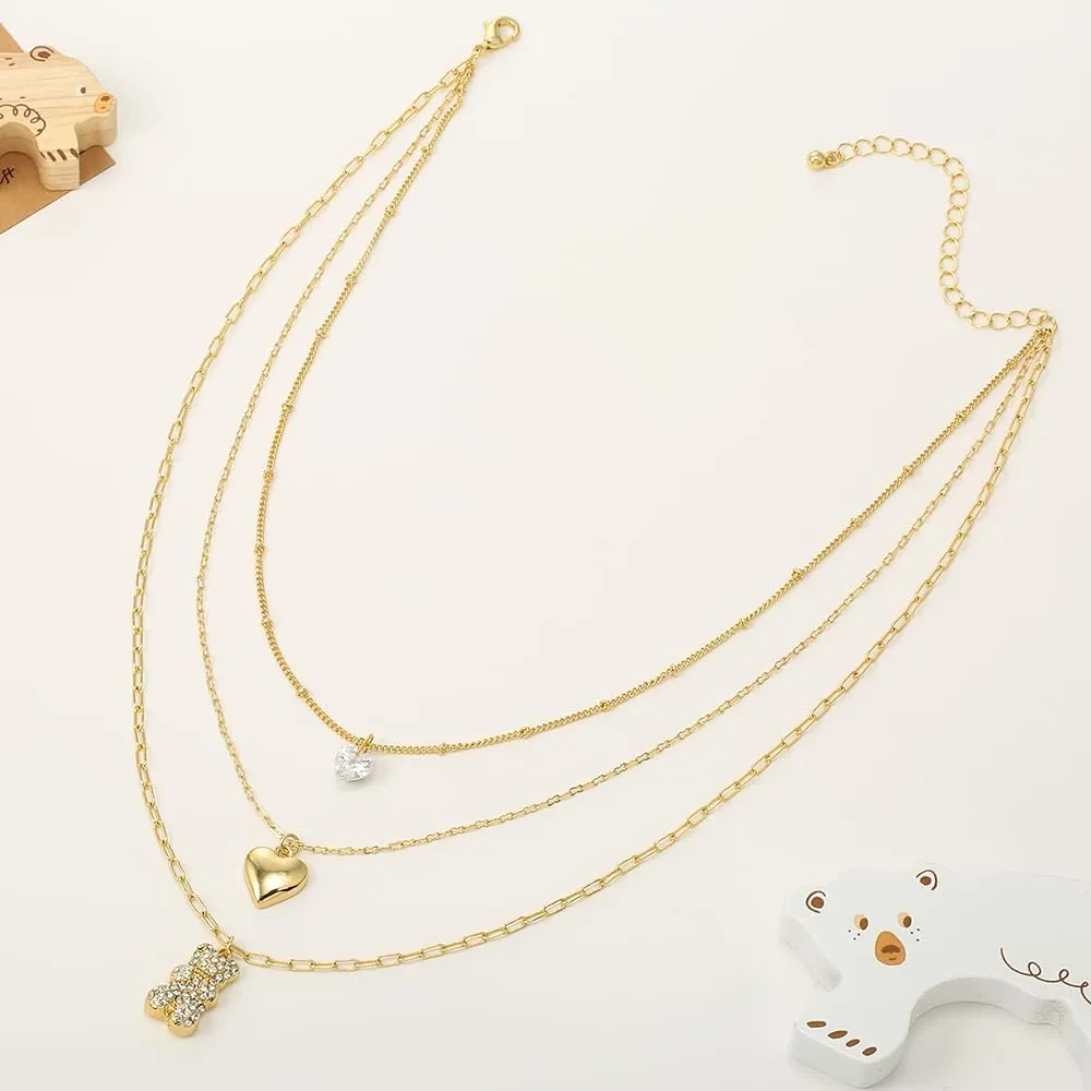 Madison Tyler Gummy Bear Necklace | Pendant Necklaces for Women | Heart Pendant Necklace | Chain Adjustable Bear Charm Necklaces for Girls Gift