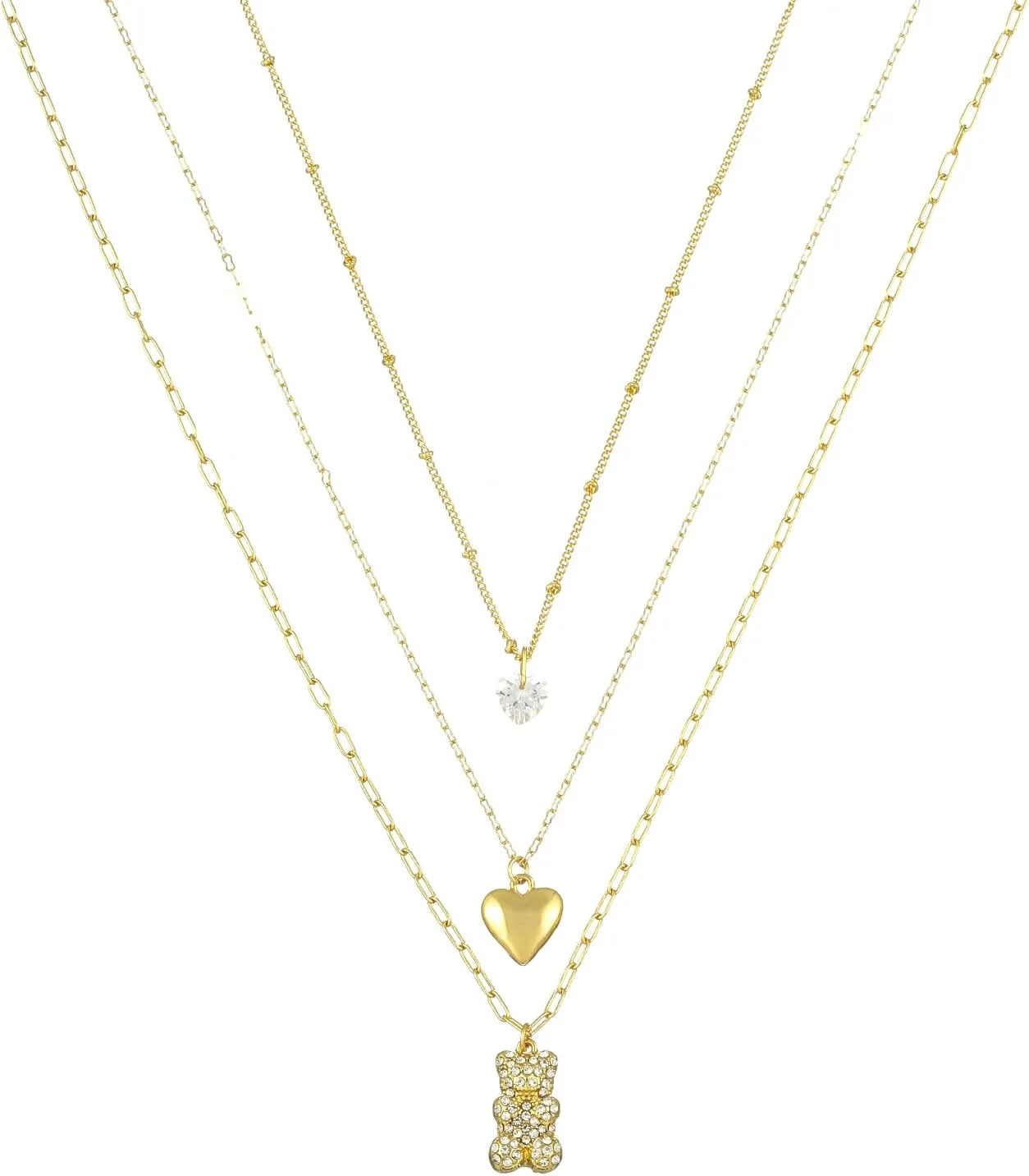 Madison Tyler Gummy Bear Necklace | Pendant Necklaces for Women | Heart Pendant Necklace | Chain Adjustable Bear Charm Necklaces for Girls Gift