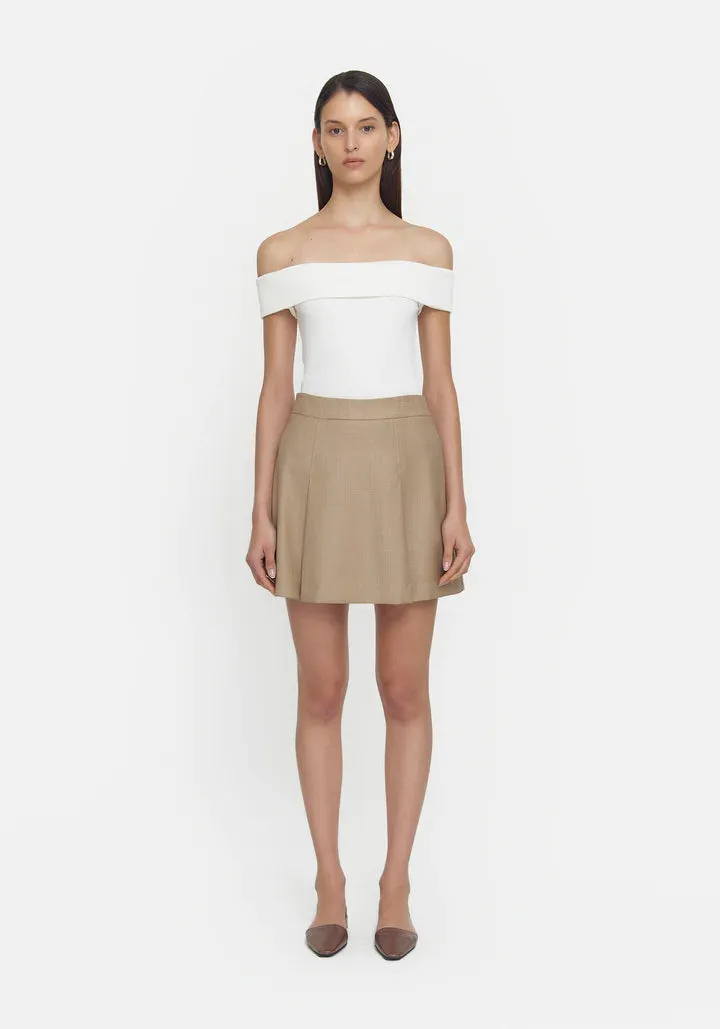 Maestro Merino Skirt Beige Pin Check