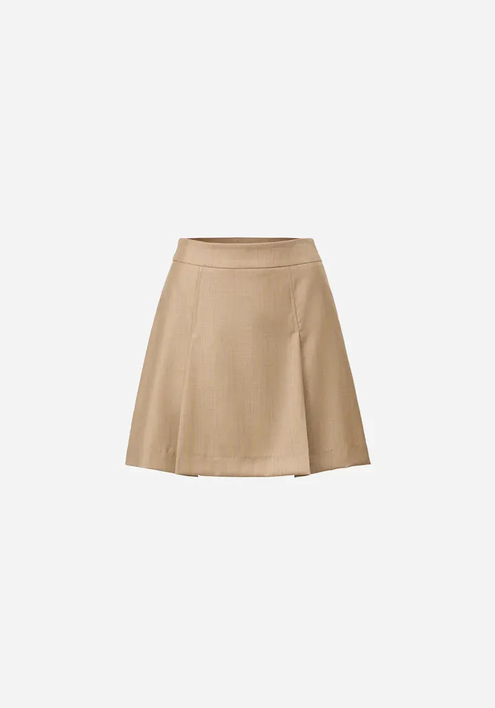 Maestro Merino Skirt Beige Pin Check