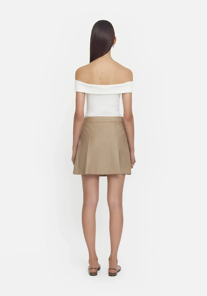 Maestro Merino Skirt Beige Pin Check