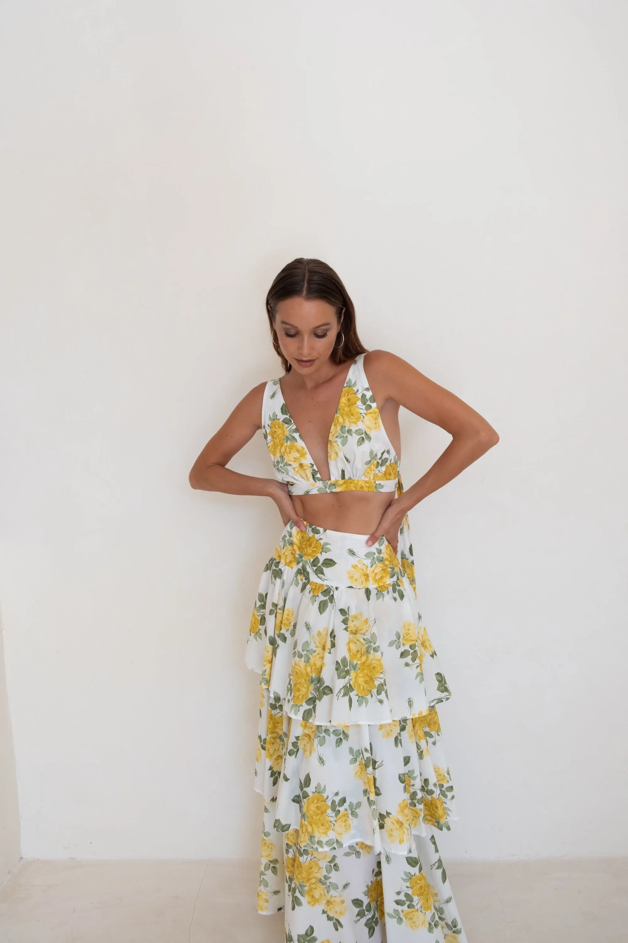 Malibu Maxi Skirt Yellow Liberty Floral