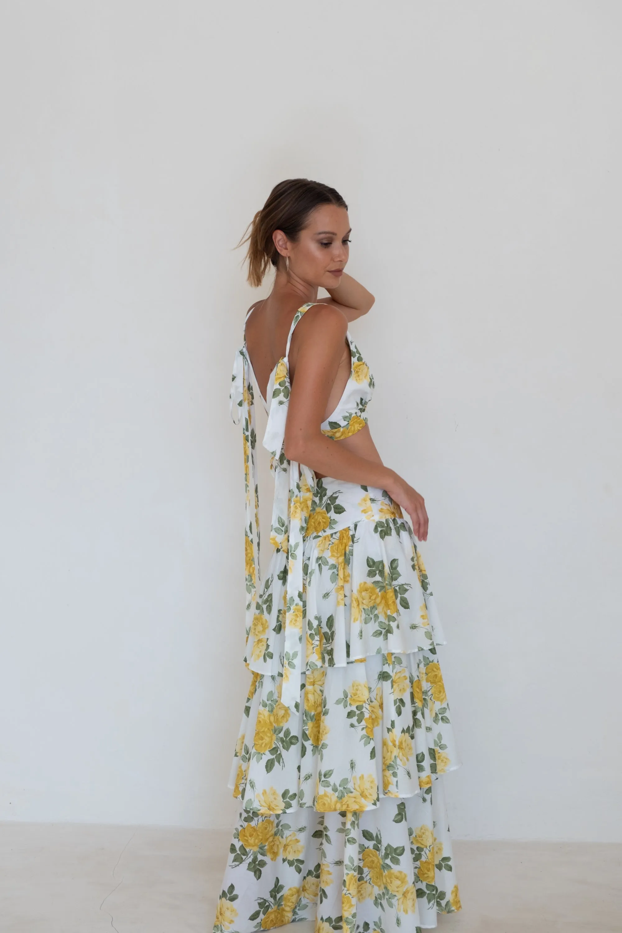 Malibu Maxi Skirt Yellow Liberty Floral